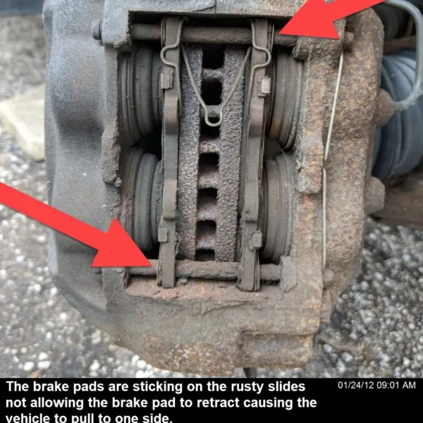 Sticking brake pad slides