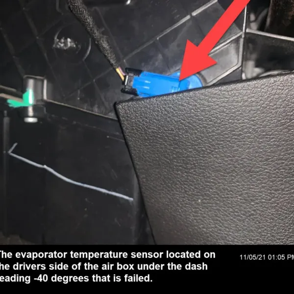 Faulty evaporator temperature sensor