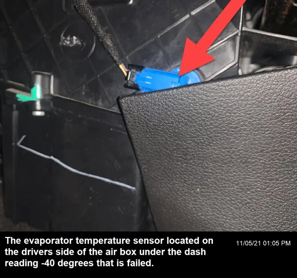 Faulty evaporator temperature sensor