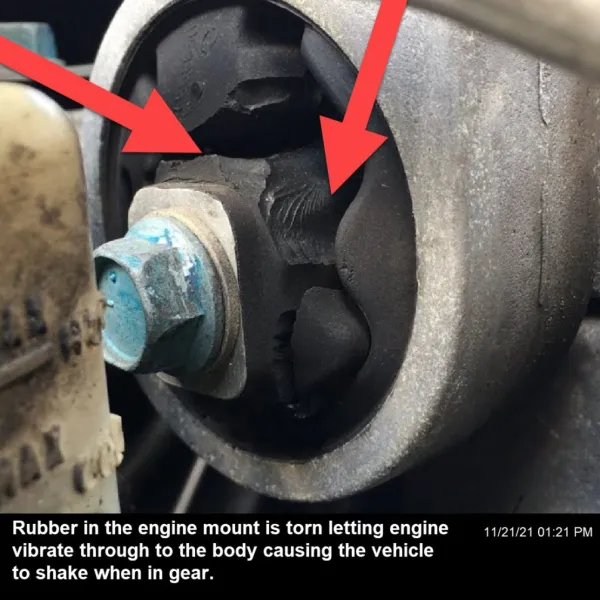 Faulty engine mounts causing the vehicle and engine to vibrate while driving