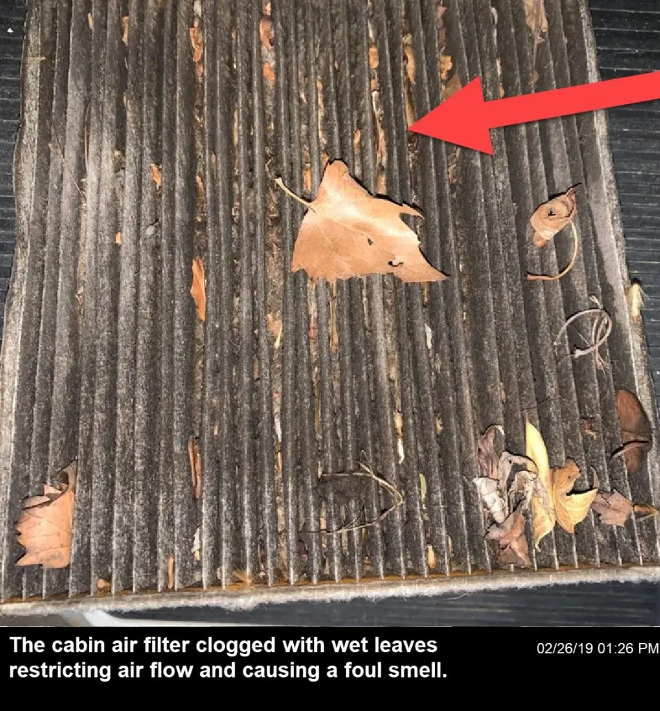 Clogged cabin air filter