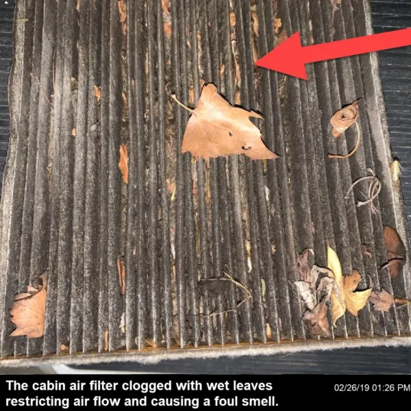 Clogged cabin air filter