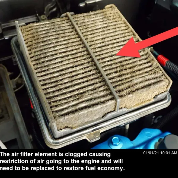 Poor air filter causing the engine to have a bad airflow, resulting in overheating, vibrations, and warnings
