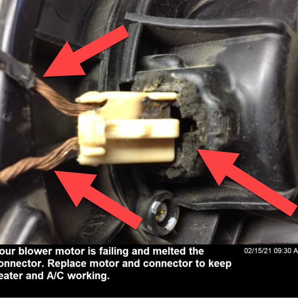 A blower motor with wiring issues can melt connectors and malfunction